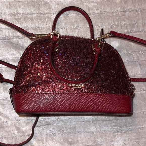 Coach mini Alma with bling bling excellent condition rare find burgundy color. - Picture 3 of 8